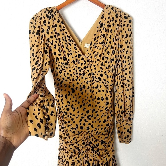 Nicholas Gathered Frill Dress In Amber Multi - Picture 3 of 11